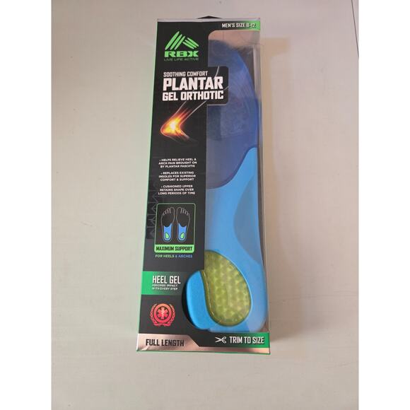 RBX Soothing Comfort Plantar Gel Orthotic Heel - Men's 8-12 - Picture 1 of 2